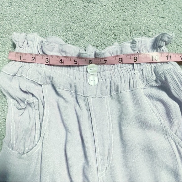 Free People One 5 Pocket Slouch Pant High Rise Paper Bag Waist Light Wide Leg M - Picture 6 of 7